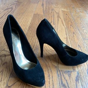 BCBG black suede pumps